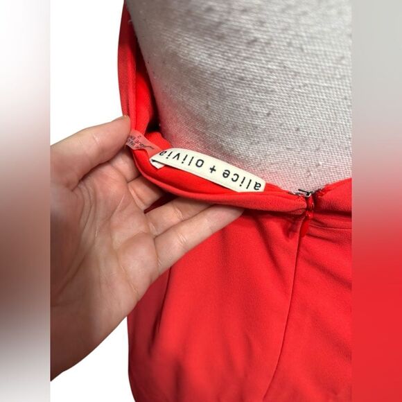 Alice and Olivia Kristy Wrap-Effect Crepe Halterneck Dress In Red Size 2 - Picture 5 of 6